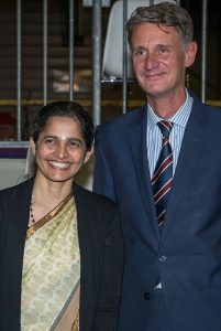 Dr. Bhavani and Dr. Peter Wells at the UNESCO Chair inauguration in Paris.