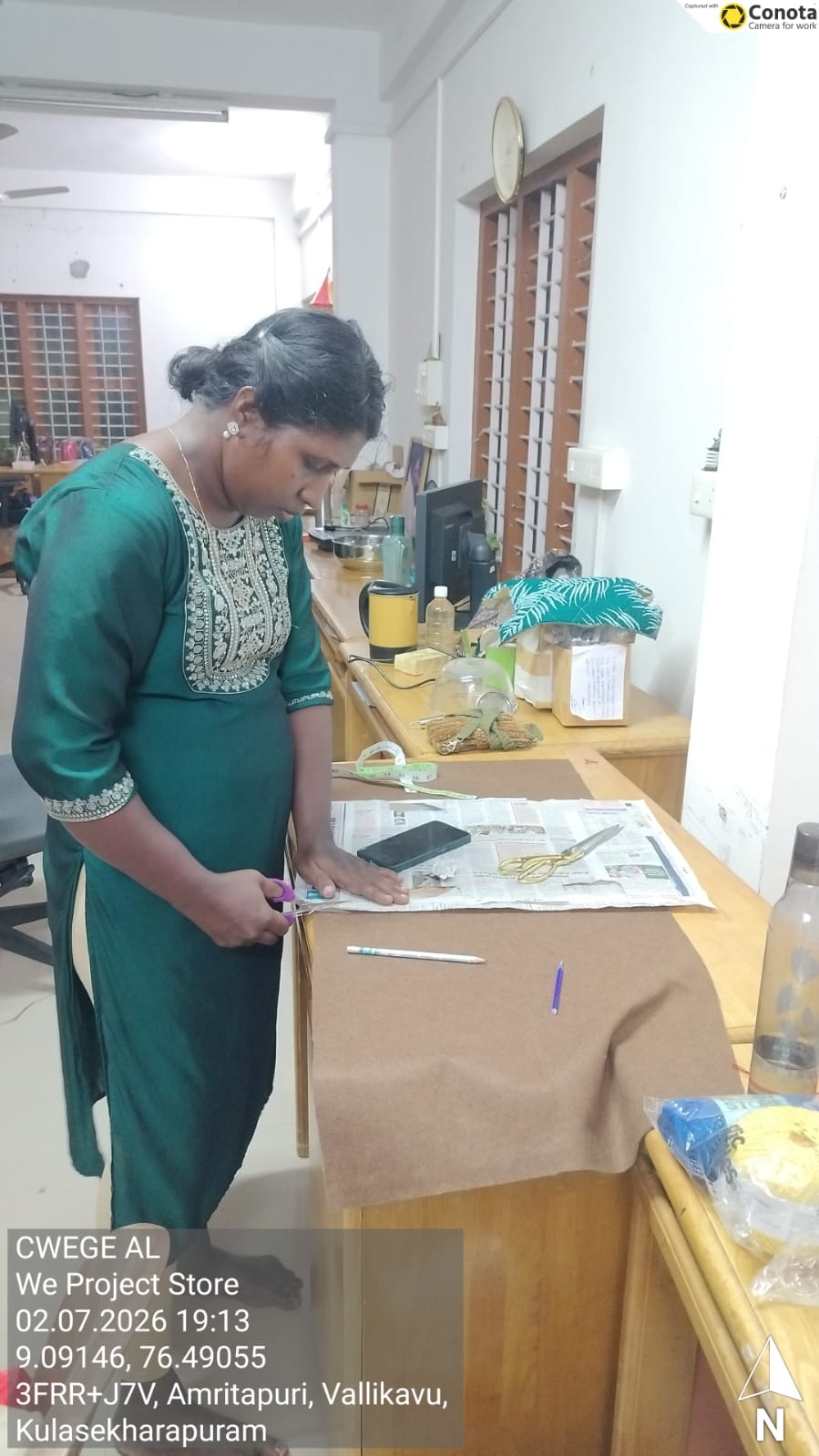 Embroidered pouch pattern preparation and fabric cutting